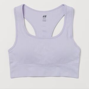 H&M seamless ribbed Sports bra purple lavender large